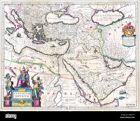 Old coloured map of the Ottoman Empire, Turkey Willem and Johannes Joan ...