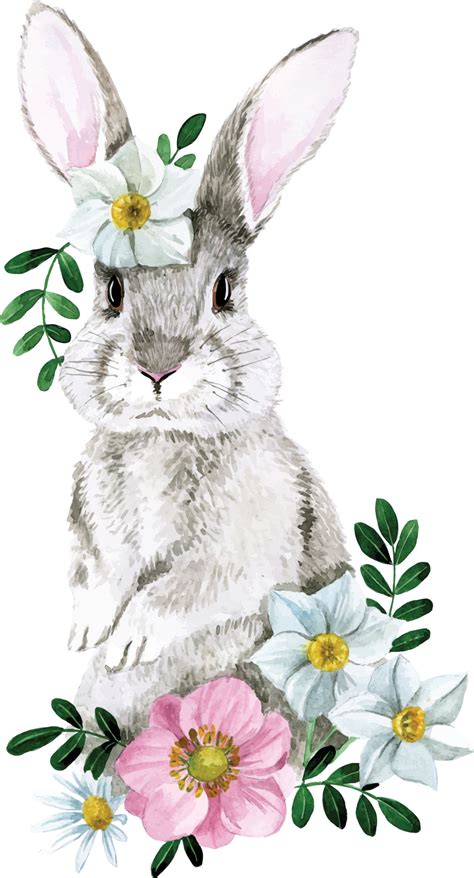 Cute Watercolor Illustration With Easter Bunny Realistic Drawing Of A