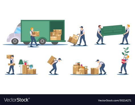 Moving Service Delivery Workers Loading Royalty Free Vector