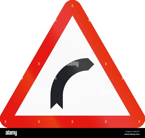 Road Sign Used In Spain Dangerous Curve To The Right Stock Photo Alamy