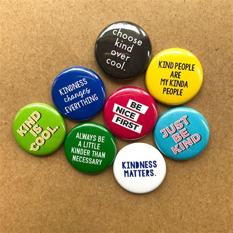 Kindness Flair Buttons Set Of 8 Be Kind Pin Badge Magnet Etsy