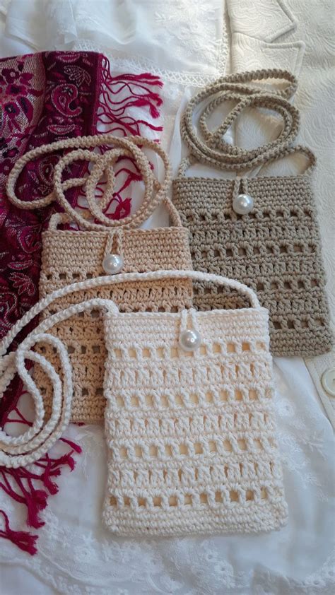 Handmade Cell Phone Crossbody Bag Handmade Small Summer Purse Crochet Crossbody Bag Holiday