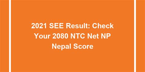 2021 See Result Check Your 2080 Ntc Net Np Nepal Score University