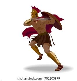 Angry Spartan Warrior Armor Hoplite Shield Stock Vector Royalty Free