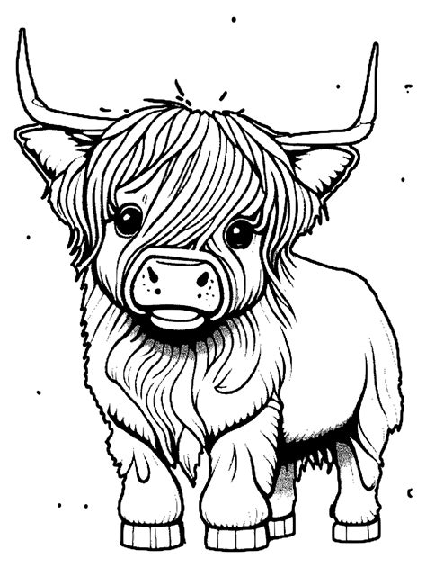 Highland Cow Coloring Page · Creative Fabrica