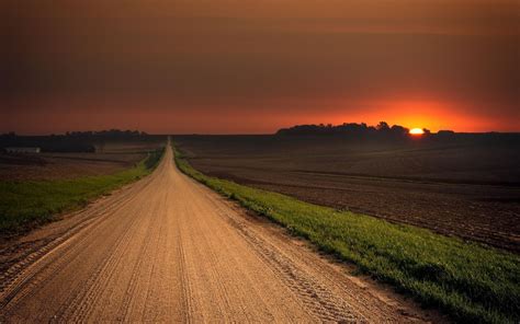 Landscape Hill Nature Sky Field Road Morning Dirt Road Horizon