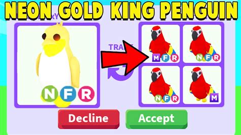 Trading Neon Gold King Penguin In Adopt Me Youtube