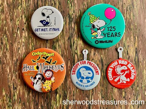 5 Peanuts Charlie Brown Snoopy Advertising Original Pinback Etsy