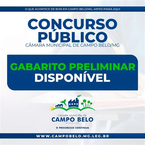 Provas Do Concurso Público Da Câmara Municipal De Campo Belo Foram