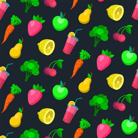 Premium Vector Pattern Seamless Fruit And Vegetable Pattern In Trendy