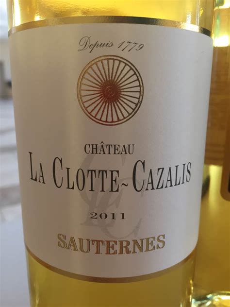 Château La Clotte Cazalis 2011 Sauternes Vertdevin