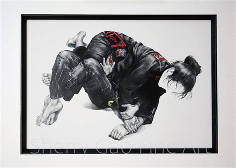 Brazilian Jiu Jitsu Wall Art Framed Original Jiu Jitsu Painting Bjj