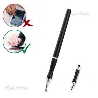 Caneta Touch Screen Ponta Fina Stylus Capacitiva Universal 2 Em 1