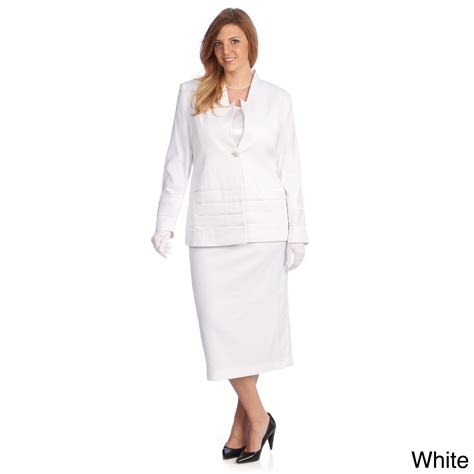 Divine Apparel Womens Plus Size Three Piece Skirt Suit With Long Jacket Overstock Shopping