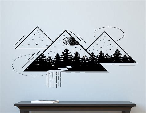 Geometric wall decal, forest wall art, sacred geometry, abstract art ...