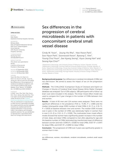 Pdf Sex Differences In The Progression Of Cerebral Microbleeds In