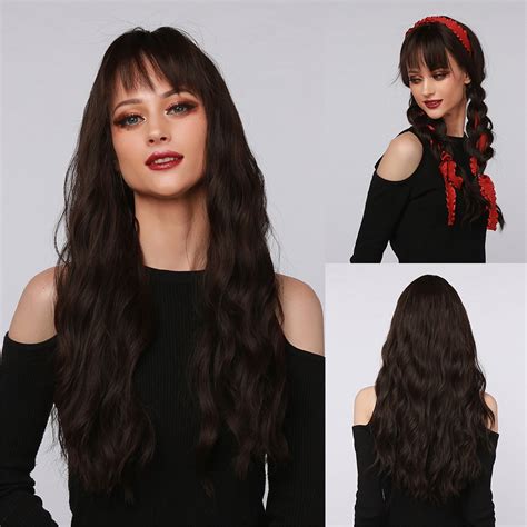 Human Hair Wigs Ahorros Calientes Peluca Flequillo Onda Rizada 65cm