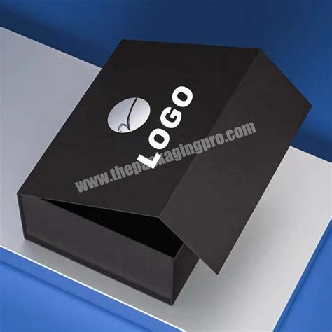 Eco Friendly Logo Designer Cardboard Packaging Magnetic Closure Custom Black Foldable Magnetic