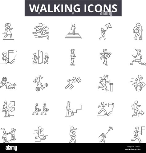 Caminar los iconos de línea signos vector Caminar concepto