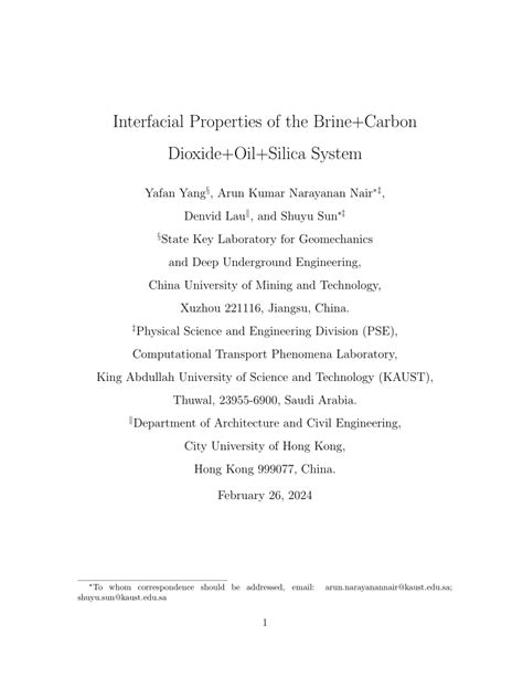 Pdf Interfacial Properties Of The Brine Carbon Dioxide Oil Silica System