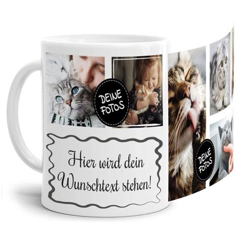 Tasse mit Fotocollage und Wunschtext 6 Fotos Weiß PRINT ROYAL 13 95