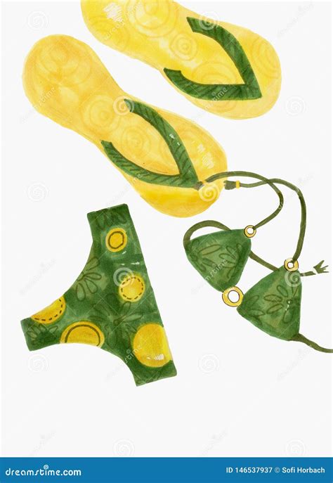 Woman Bikini Illustration Isolated Lingerie Fashion Design Swimsuit Stock Illustration