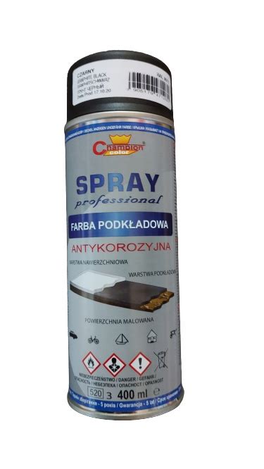 Farba podkładowa Lakier Emalia spray antykorozyjny 400 ml CZARNY