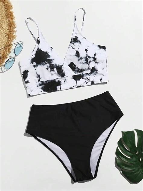 SHEIN Swim Vcay Plus Tie Dye High Waist Bikini Swimsuit SHEIN USA