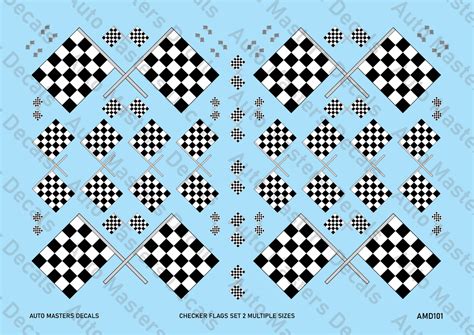 Auto Masters Decals Checkered Flags Decal Set Multiple Sizes Set 2 Print It Decals