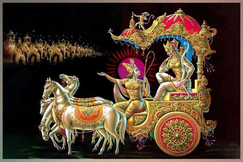 Krishna and Arjuna speak battlefield the Bhagavad Gita