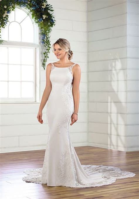 Lace Wedding Dress With Deep V Back Sheath Wedding Dress Style