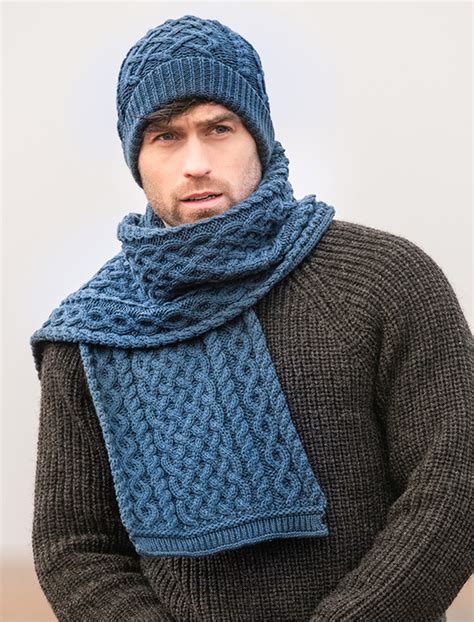 Mens Merino Trellis Hat Aran Sweater Market