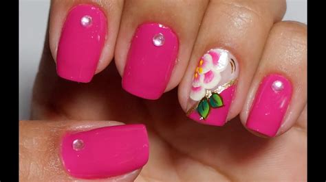 Unhas Rosas Decoradas Flor Manual Bela E Simples Unhas Decoradas