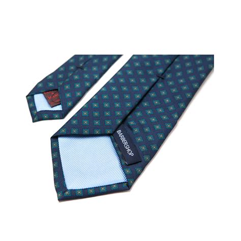 Diamond Flower Silk Tie NavyBarbershop A Shop Where Men Can Get