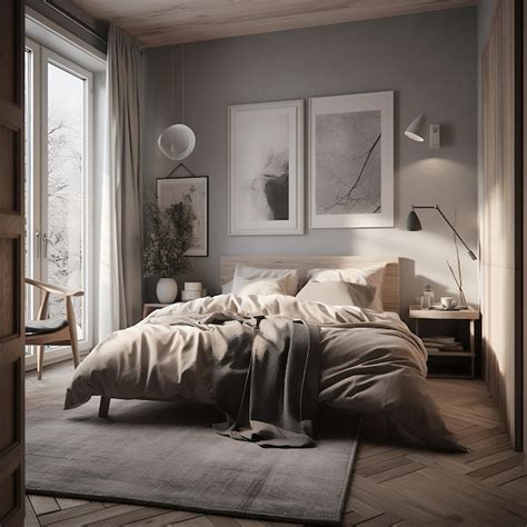 Premium AI Image | A bedroom with a bed and a lamp on the side table.