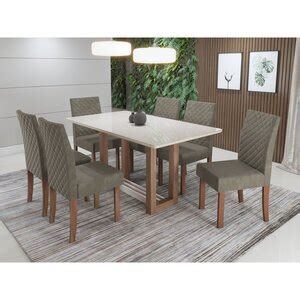 Conjunto Sala De Jantar Mesa Louise Cm Tampo Vidro Mdf