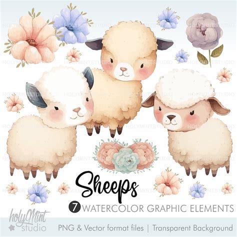 Sheep Digital Images Sheeps Clipart Cute Sheep Clipart Cute - Etsy