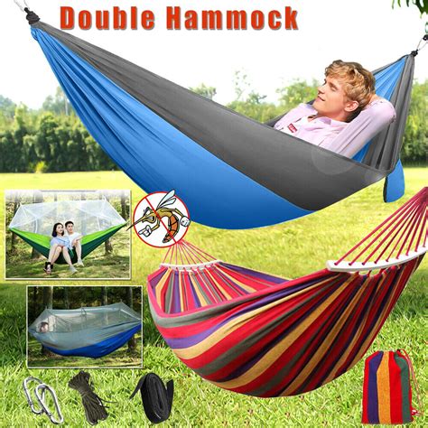 2 Person Camping Hammock Chair Bed Mosquito Net Hanging Swing Tent