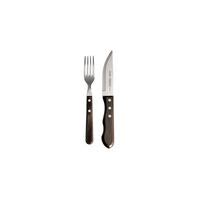 Porterhouse 12 Pc Polywood Steak Knife And Fork Set Brown Tramontina US