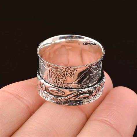 Anxiety Ring Spinner Ring Thumb Ring Women Ring 925 Silver Etsy