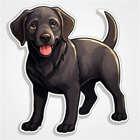 Cute Black Labrador Retriever Sticker Vector With Detailed Shading