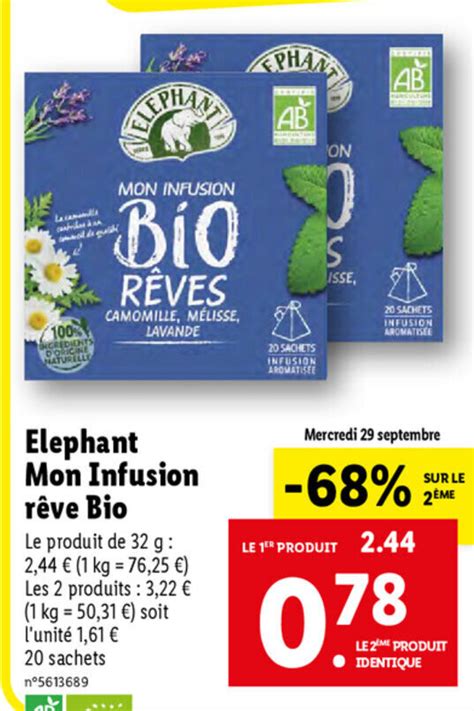 Promo Elephant Mon Infusion R Ve Bio Chez Lidl