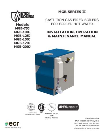 Utica Boilers Mgb Series Ii Mgc Series Gas Boiler Installation