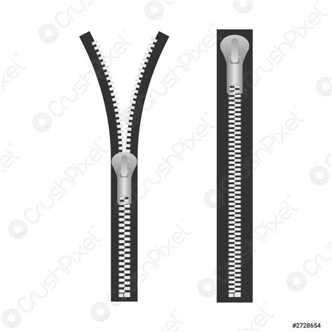 Zippers Type Set Fastener Metallic Closed And Open Zippers And Stock