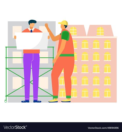 Engineer male hold structure blueprint drawing Vector Image