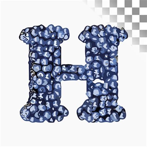 Desenho De Letras H Font Elegante Mirtilos Alfabeto Vetor Premium