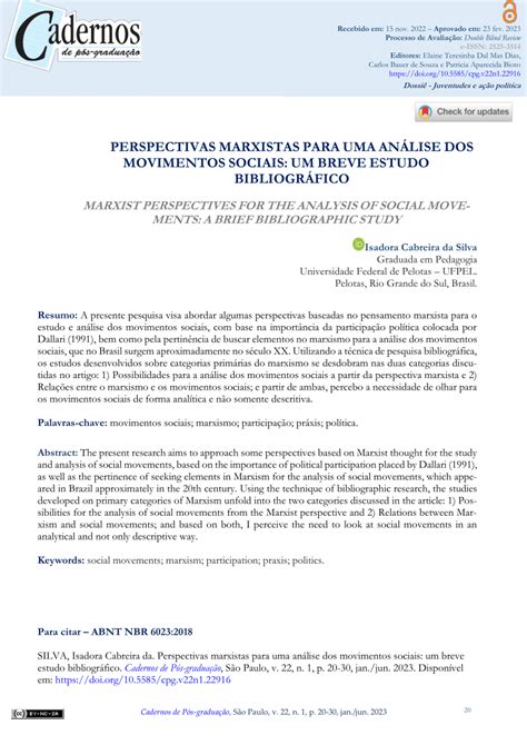 Pdf Perspectivas Marxistas Para Uma Análise Dos Movimentos Sociais