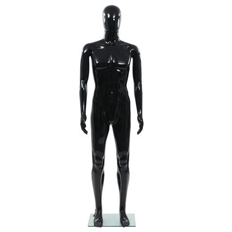 Vidaxl Full Body Male Mannequin With Glass Base Glossy Black Cm