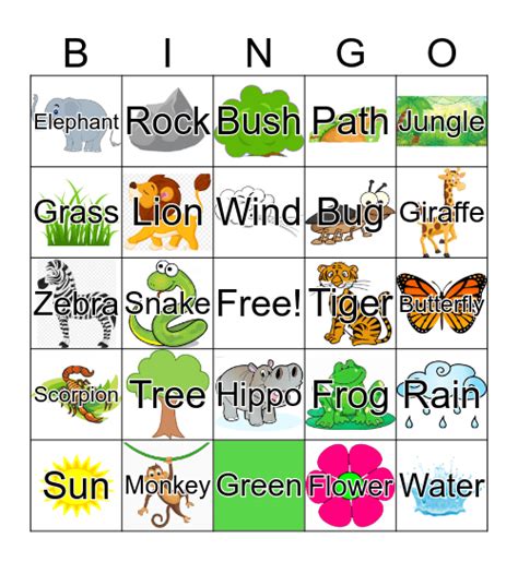 Jungle Bingo Card