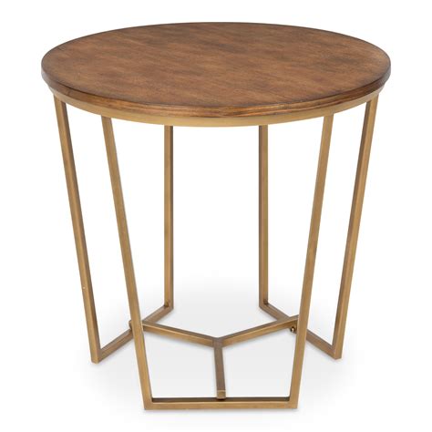 Kate And Laurel Solvay Round Wood And Metal Side Accent Table Walnut